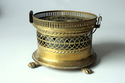 Vintage Stövchen Messing mit Löwenfüßen
