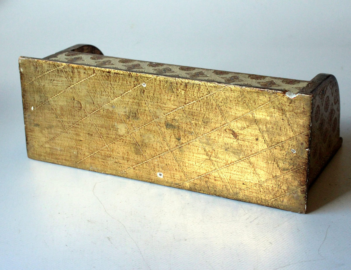 Vintage Briefehalter "Florentiner" aus vergoldetem Holz, Italien 1950er