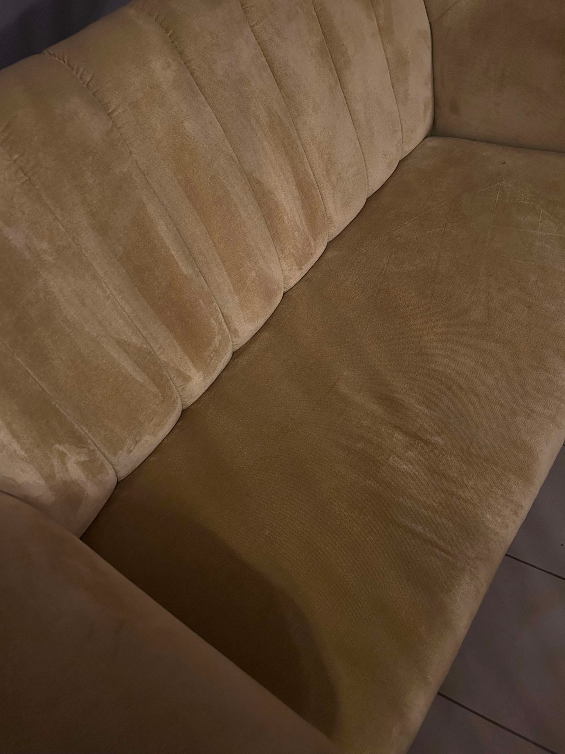 Vintage Sofa New Barock gelb Samtbezug 2-Sitzer