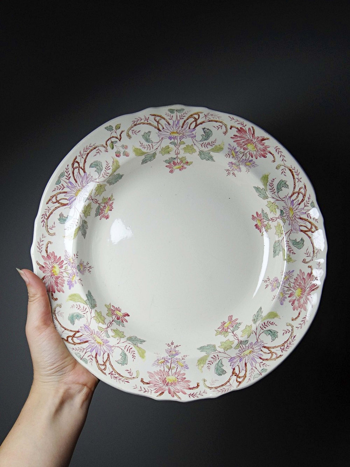 Vintage Servierschale "Pâquerettes" von Longchamp, Art Nouveau