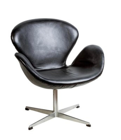 Vintage Sessel Swan 3320 von Arne Jacobsen für Fritz Hansen schwarz Leder