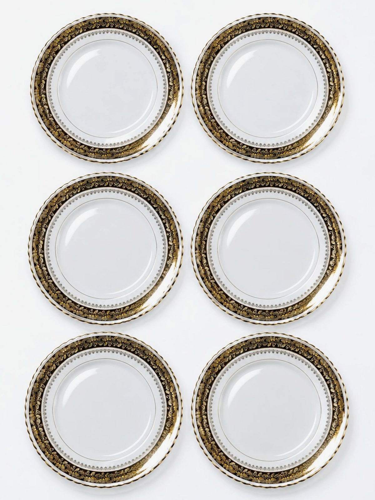 Set von 6 Vintage Teller ADP Royal Limoges mit Golddekor