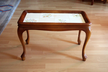 Vintage Blumenbank im Chippendale-Stil, Holz und Keramik