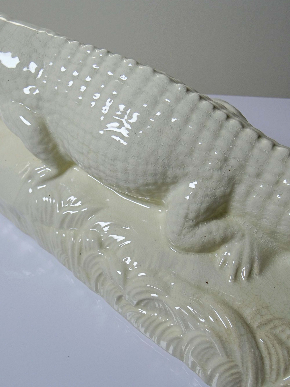 Vintage Skulptur "Krokodil" von Sarreguemines, Art Déco