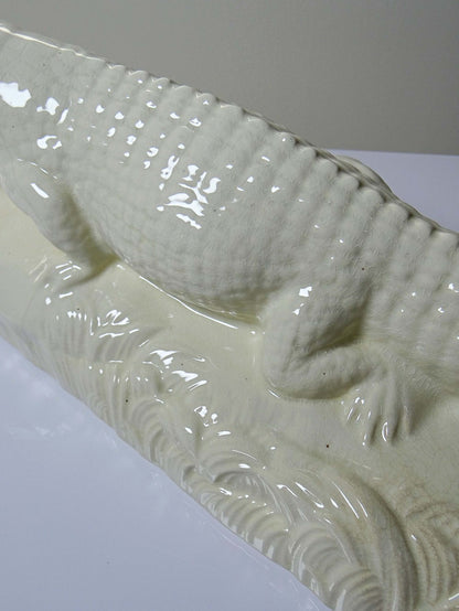 Vintage Skulptur "Krokodil" von Sarreguemines, Art Déco