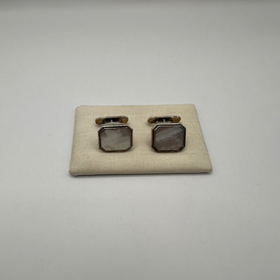 Bouton de manchette vintage en argent sterling 925 avec incrustation de nacre
