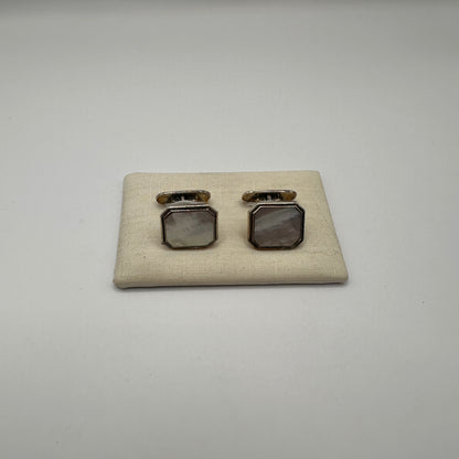 Vintage Manschettenknopf mit Perlmutt-Inlay aus 925er Silber