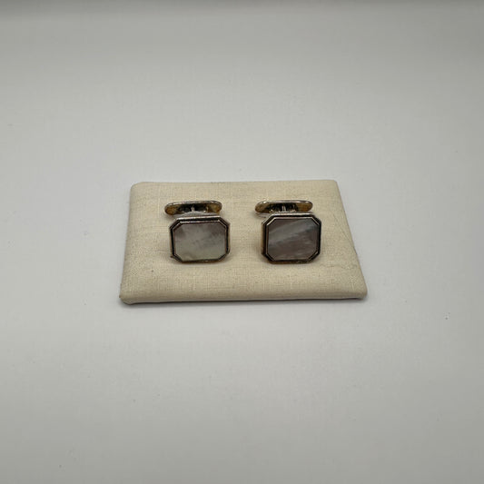 Vintage Manschettenknopf mit Perlmutt-Inlay aus 925er Silber