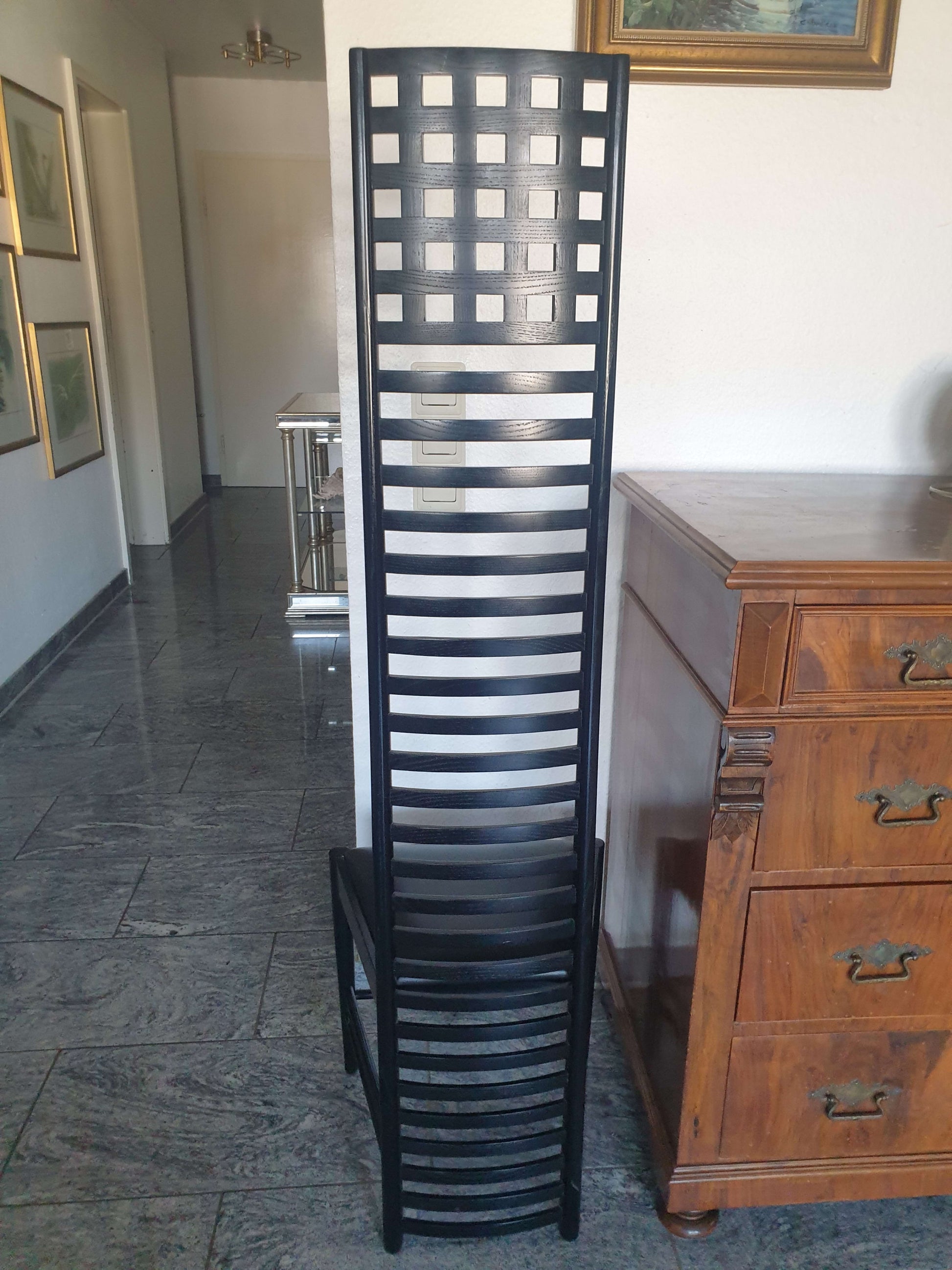 Vintage Hill House Chair von Mackintosh für unbekanntes Label, schwarz lackiert