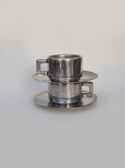 Set von 2 Vintage Espressotasse mit Untertasse