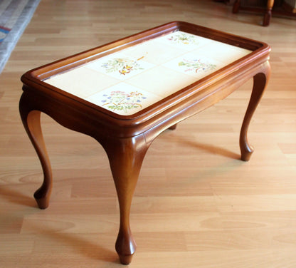 Vintage Blumenbank im Chippendale-Stil, Holz und Keramik