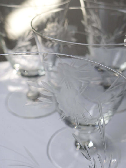 Set von 8 Vintage Weingläser aus Kristallglas, Böhmen