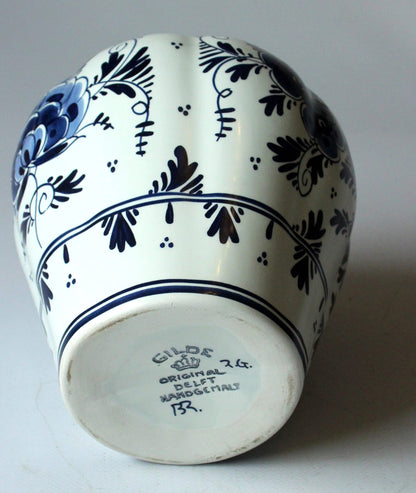 Set von 2 Vintage Vasen mit Deckel von Delft, handgemalt