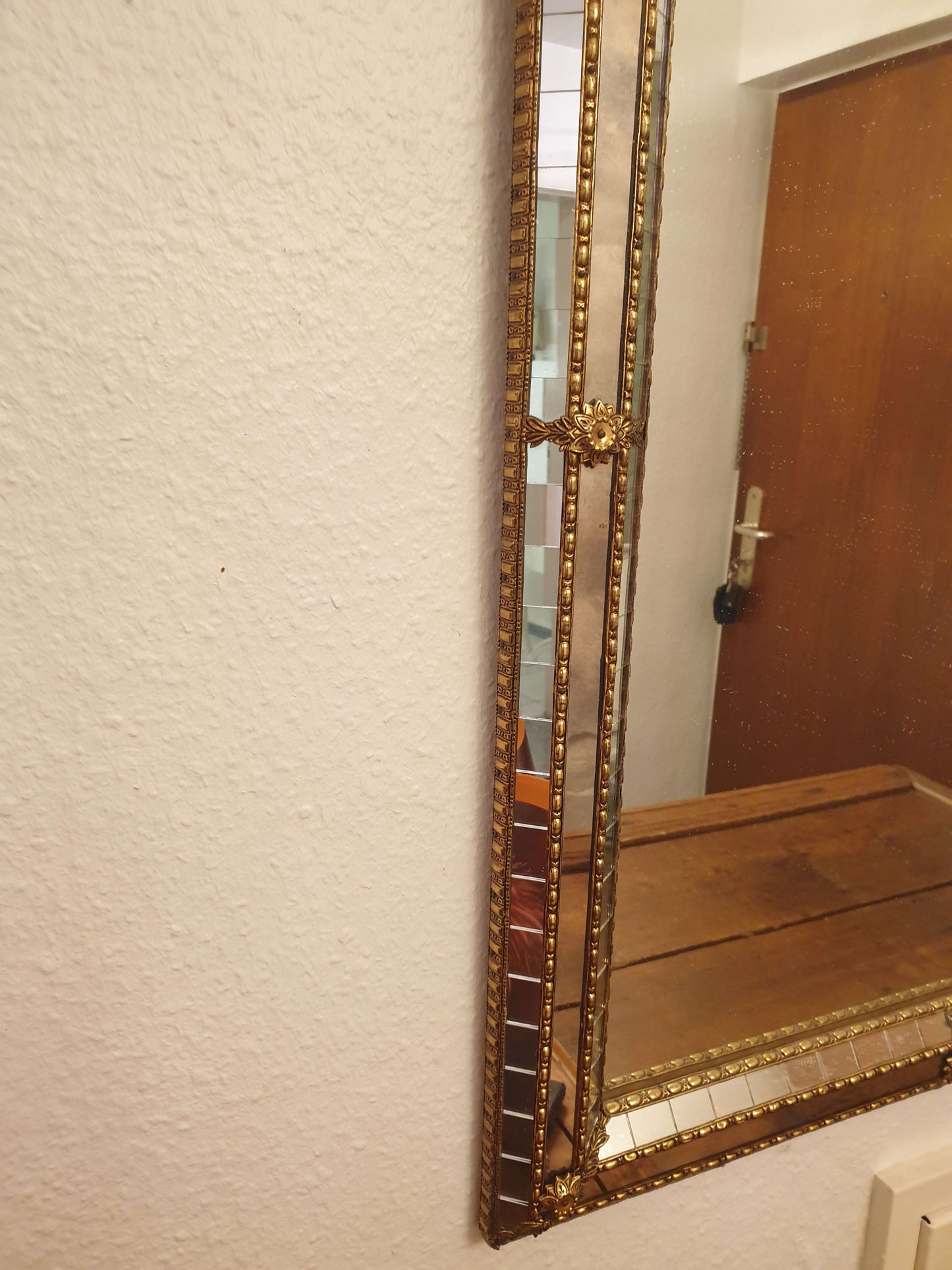 Vintage Spiegel Murano aus Spanien, Messing Kristallglas, 1990er