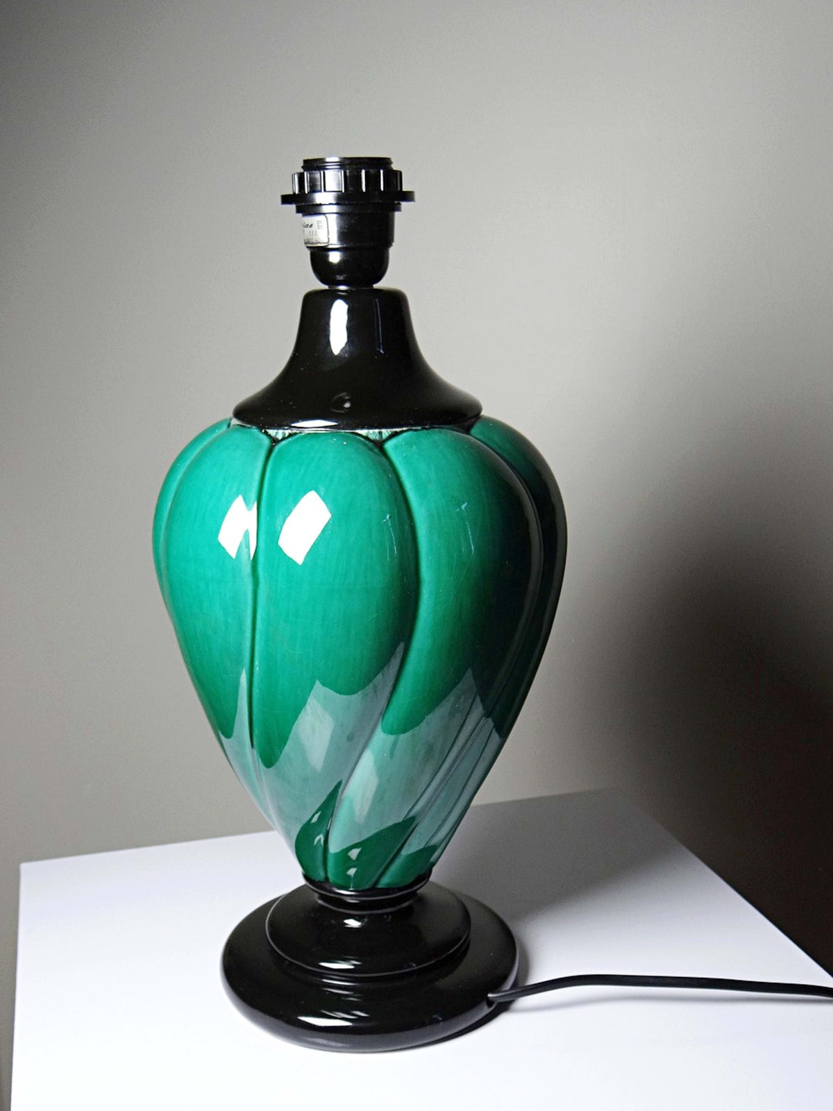 Vintage Tischlampe Mathias, Keramik grün und schwarz, 1970er Jahre
