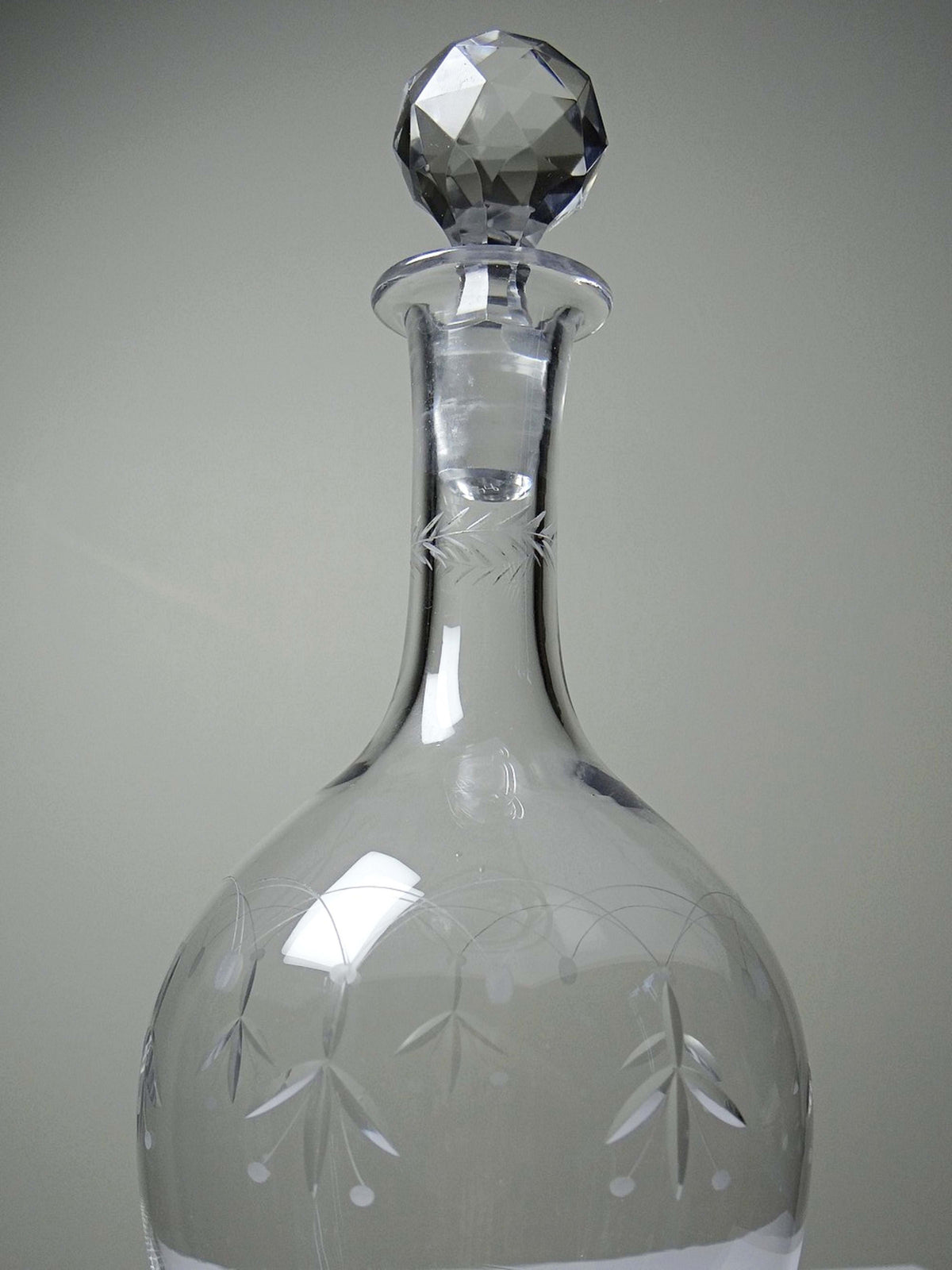 Vintage Karaffe "Cristal de Nancy" graviert, Art Deco