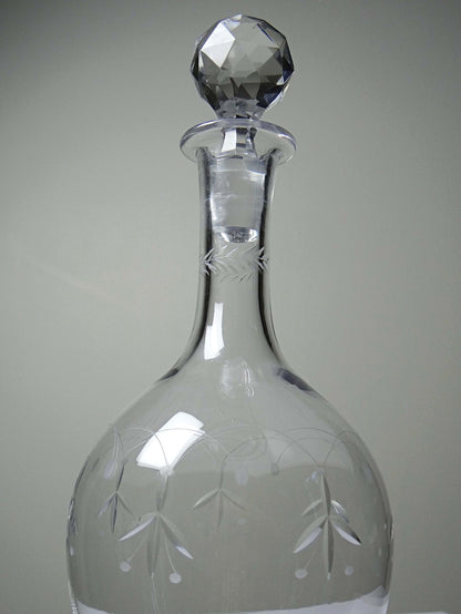 Vintage Karaffe "Cristal de Nancy" graviert, Art Deco