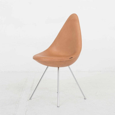 Vintage Drop Stuhl von Arne Jacobsen für Fritz Hansen Naturleder