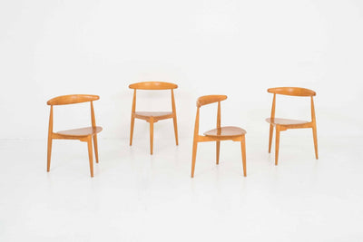 Lot de 4 chaises vintage en forme de cœur par Fritz Hansen