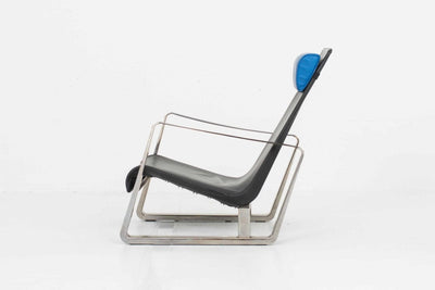 Fauteuil lounge vintage Cité de Tecta coussin bleu
