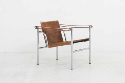 Vintage Loungesessel Le Corbusier LC1 von Cassina braunem Fell