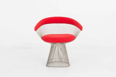 Vintage Armchair Platner by Warren Platner for Knoll International red chrome